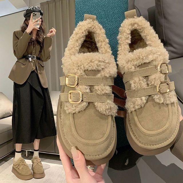 양털 더블스트랩 퍼 로퍼 DS-1004879