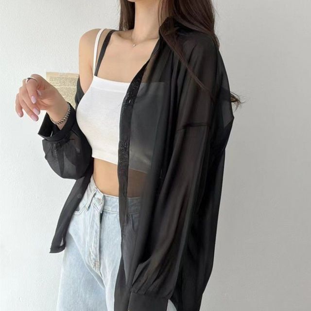 루즈핏 시스루 여성 여름 셔츠 자외선차단 데일리