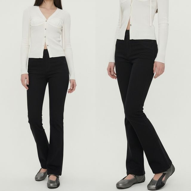 여성 라인핏 스판 허리밴딩 부츠컷 팬츠 JEB-1007330