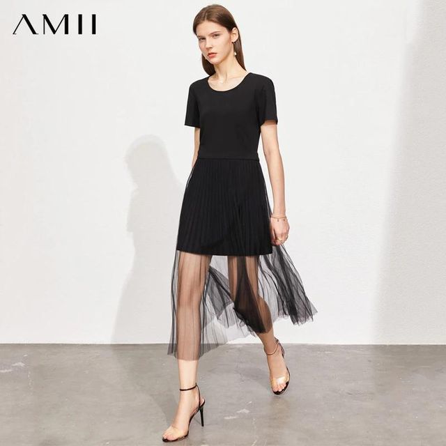 [해외] Amii 미니멀리즘 여름 여성 드레스 여성용 공식 레이
