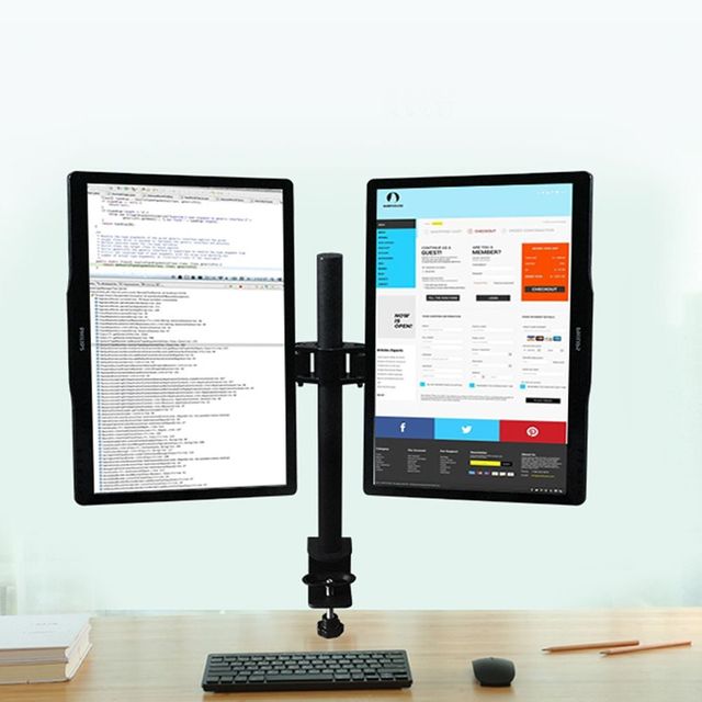 듀얼 모니터 거치대 각도 조절 스탠드 회전형 모니터암