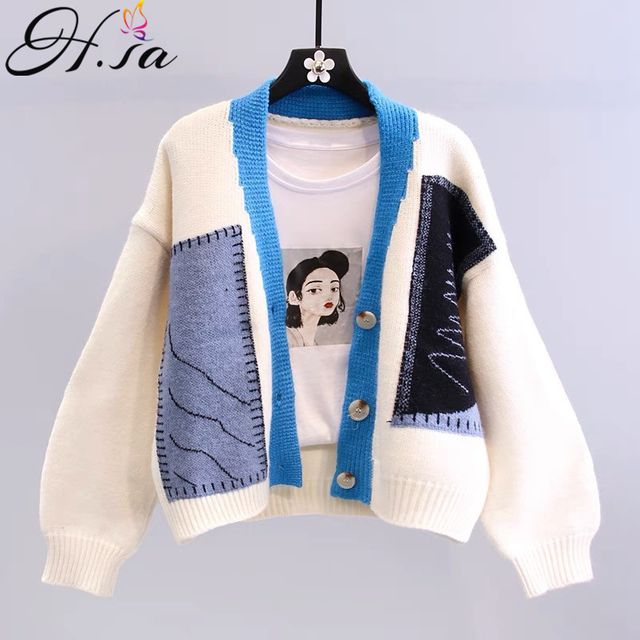 [해외] HSA-가을 및 겨울 여성 스웨터 가디건 한국 스타일