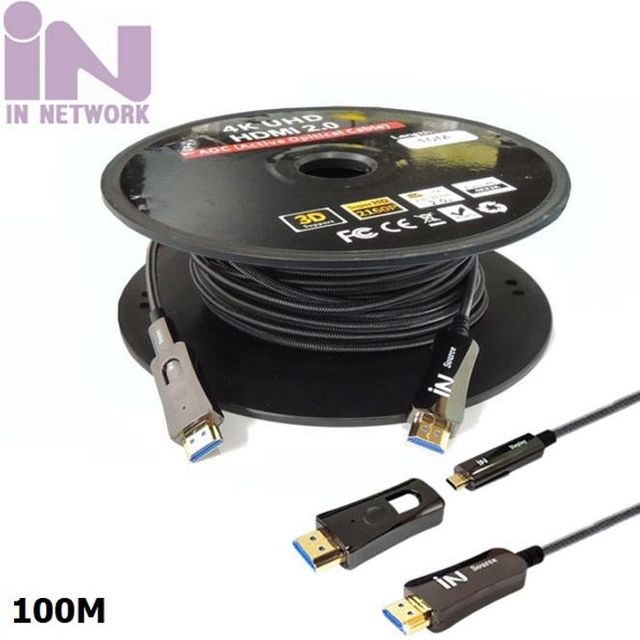 배관 설치용 하이브리드 광 AOC HDMI 2.0 케이블 100M
