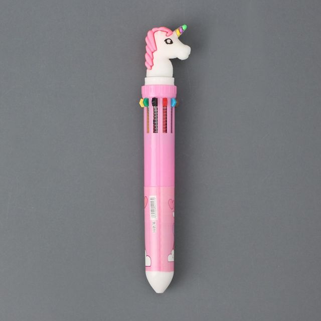 레인보우 뿔 유니콘 10색 필기 밑줄 볼펜 0.7mm 핑크(제작 로고 인쇄 홍보 기념품 판촉물)