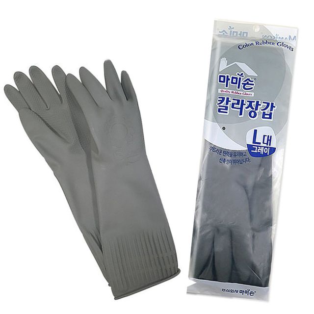 마미손 라텍스 목긴 작업용 주방용 고무장갑 대 회색