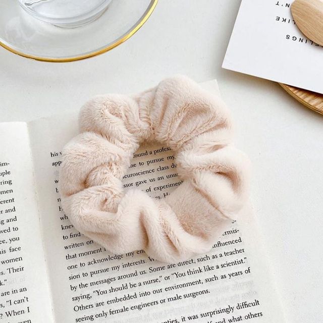 퍼 곱창 털 머리끈 헤어밴드 단색 컬러 여성용