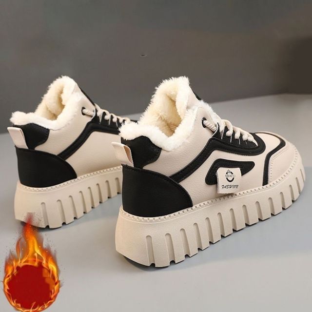 투톤 배색 퍼 안감 플랫폼 스니커즈 DS-1004880