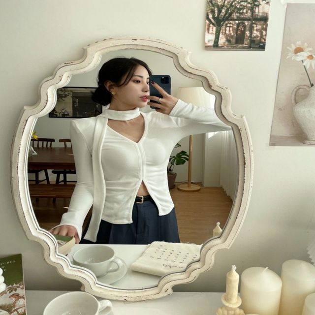 브이넥 초커 긴팔 티셔츠 SEG-1008076