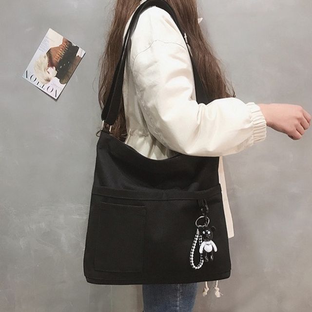 장식 디테일 캔버스 숄더 크로스백 OSM-1006897