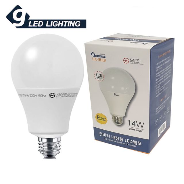 건식14W 전구색 LED전구 컨버터 내장형 긴수명