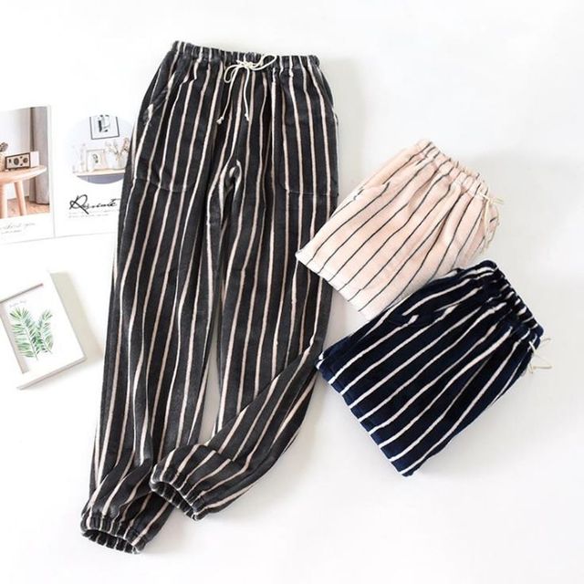 스트라이프 극세사 수면 잠옷 바지 실내복