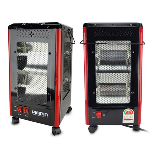 핌핀2401 오방 파워 전기히터 5방향 전기스토브 이동 전기난로 석영관히터