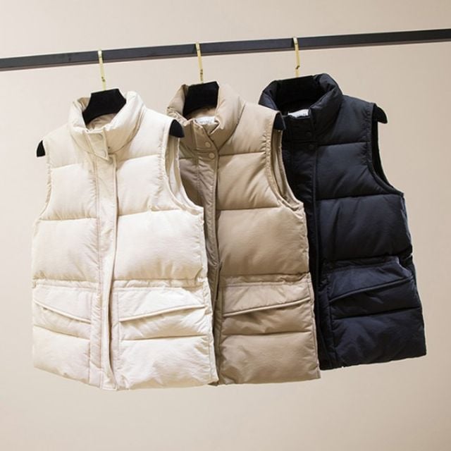 허리 조절 스트링 여성 패딩조끼 OSM-1006654