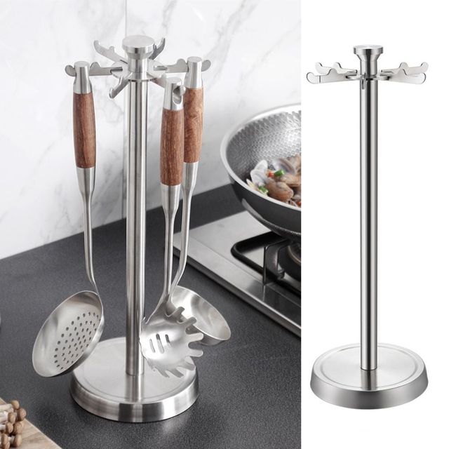 스테인리스 회전 조리도구 거치대 주방 정리용품