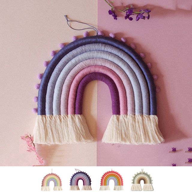 무지개마크라메 인테리어 소품 벽장식 태피스트리