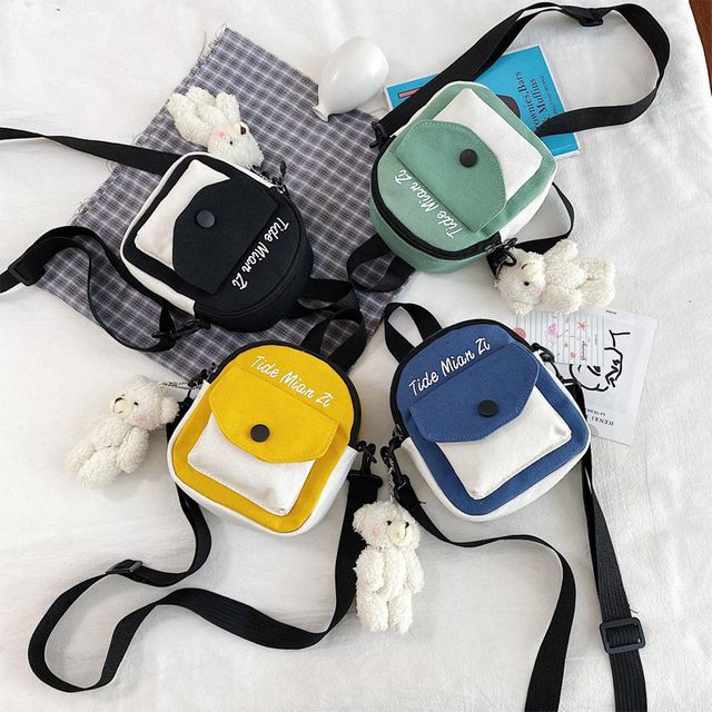 배색 캔버스 미니 크로스백 ELG-123