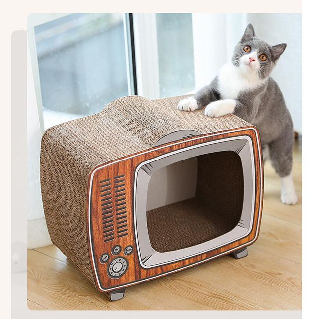 [해외] 애완동물 장난감 골판지하우스 고양이집