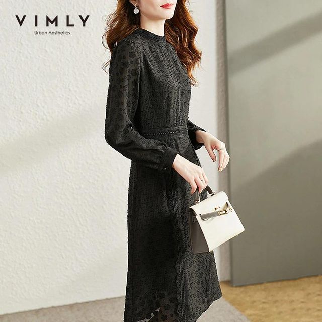 [해외] 여자를위한 VIMLY 레이스 드레스 패션 스탠드 칼라 단