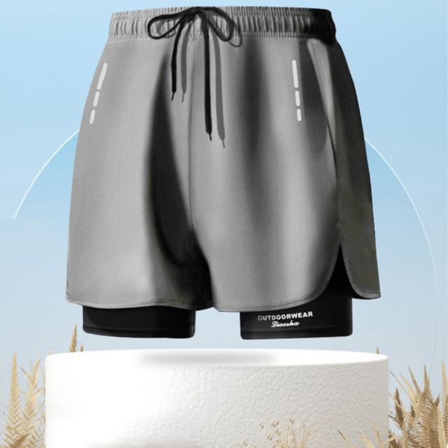 키밍 남성 투인원 팬츠 수영복 바지 비치웨어 하의 반바지 그레이 2XL