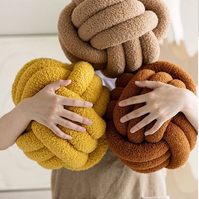 꽈배기 벨벳 소파방석 매듭 핸드메이드 공쿠션 DIY