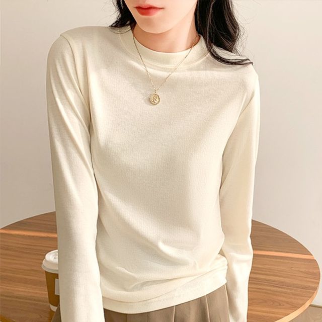 봄 가을 겨울 베이직 이너 티셔츠 골지 라운드 티셔츠