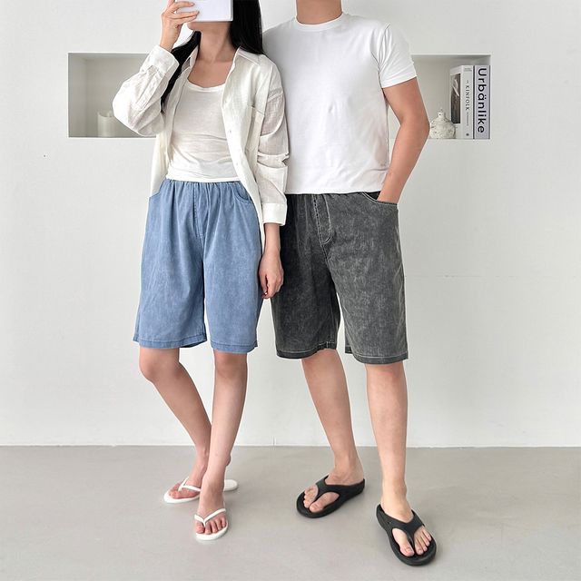 포워든 남녀공용 에쉬드워시 하프 반바지 SD-250621