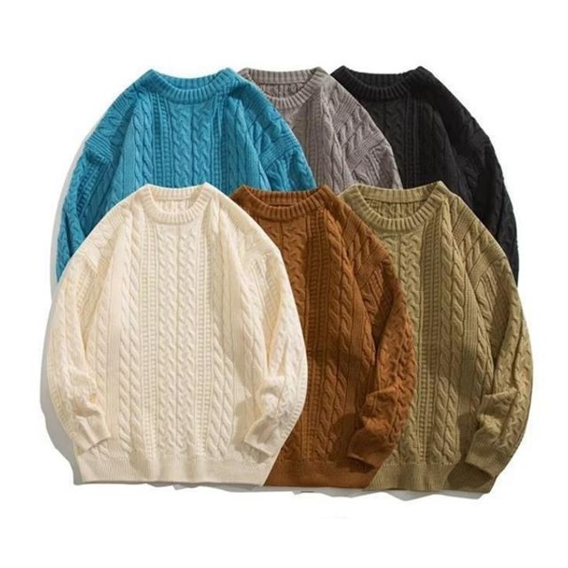 남성 라운드넥 꽈배기 니트 풀오버 커플니트 오버핏