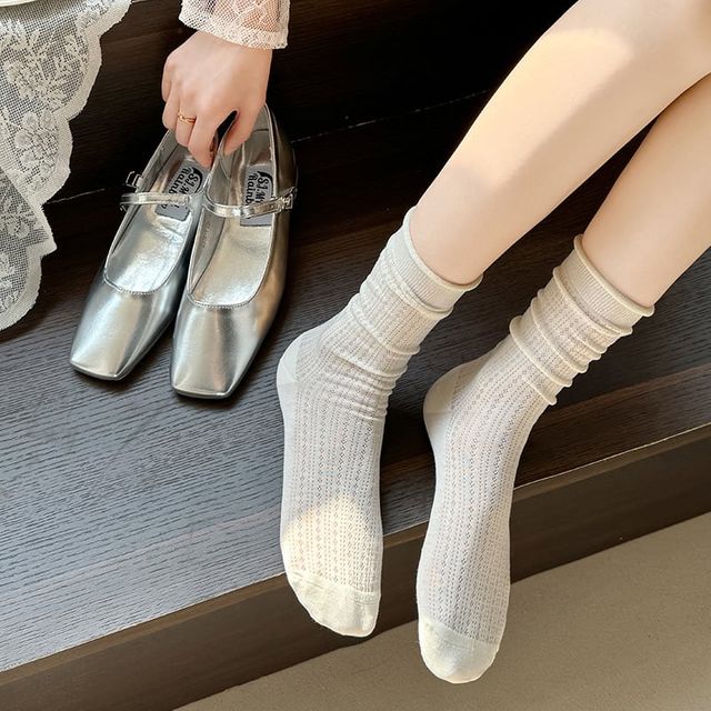 키밍 여성 골지 장목 양말 5켤레 데일리삭스 얇은 덧신