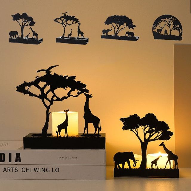 캔들 홀더 인테리어 소품 촛대 장식 메탈 코끼리+기린