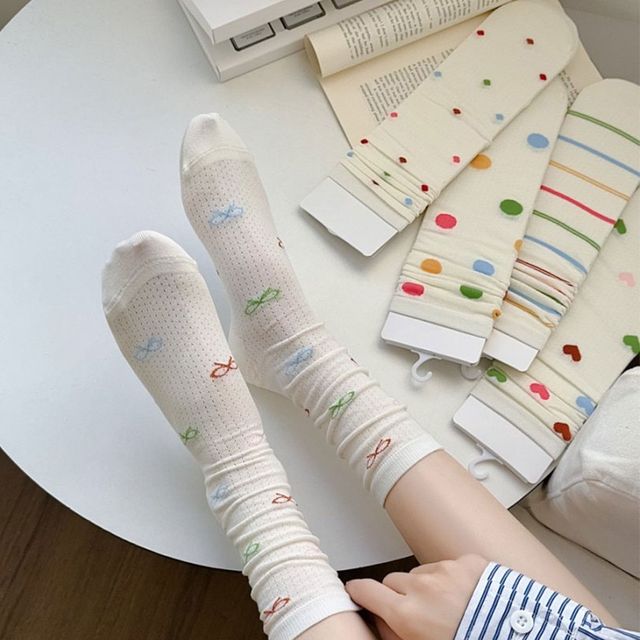 여름 펀칭 알록달록 중목양말 5color LM-0649