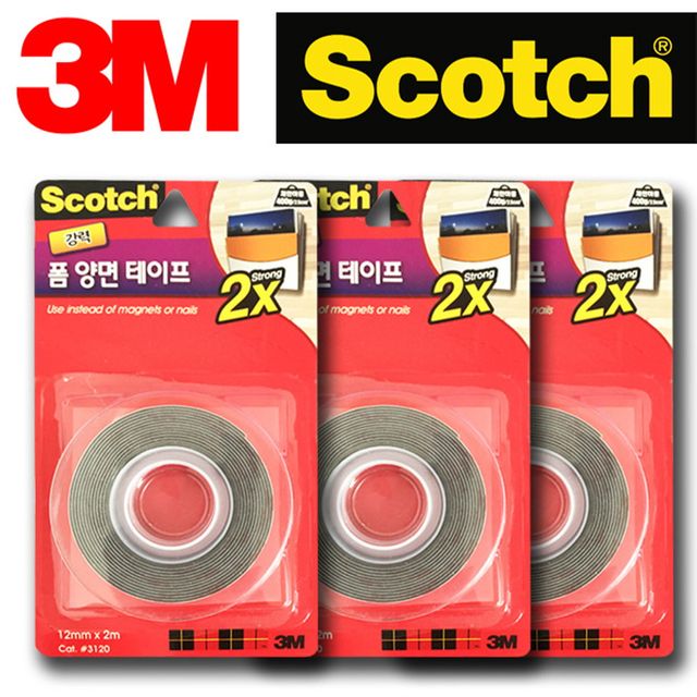 3M 2배강력 불투명 양면 폼테이프 3개