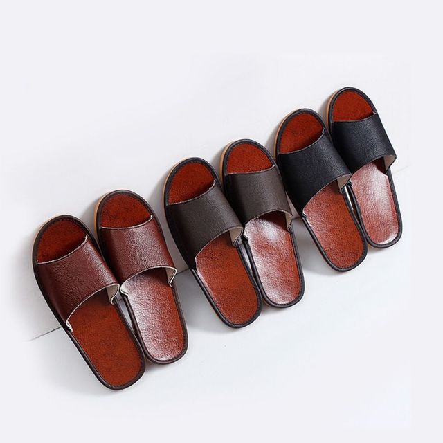 키밍 고급 가죽 남녀 실내 슬리퍼 거실화 편안한 착용감