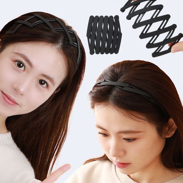 장만A719 자바라 접이식 헤어밴드 머리띠 4가지활용 다용도 머리핀 헤어띠