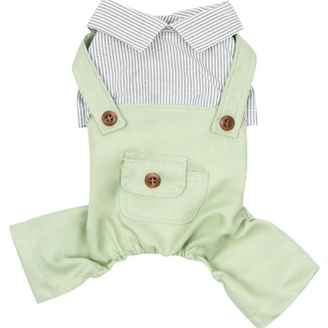 스트라이프 디자인 강아지 멜빵 올인원 애견 의류