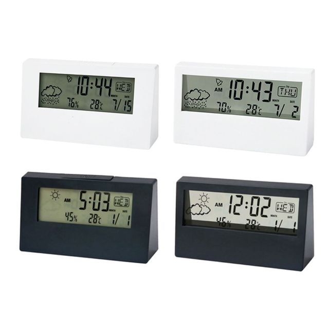 무소음 LED 온습도계 전자 탁상 시계 실내 기후 관리