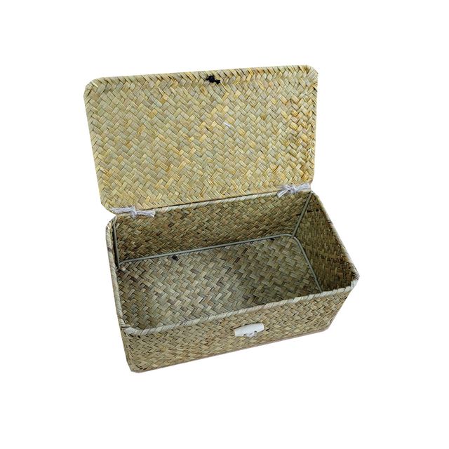 라탄 사각덮개 소품바구니 네츄럴톤1호 미니 수납박스