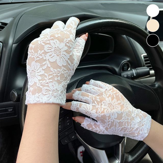 여성 꽃레이스 하프 장갑 ELS-123