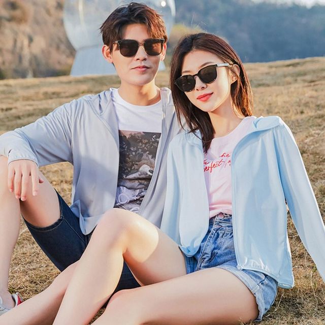 여름 자외선 차단 쿨 후드집업 커플 초경량 등산복