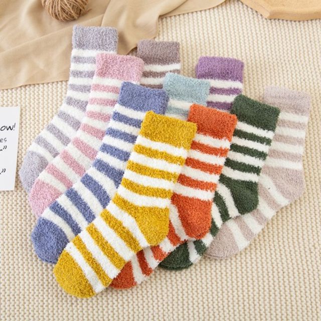 배색 스트라이프 10컬러 여성 수면 양말 OSM-1006678