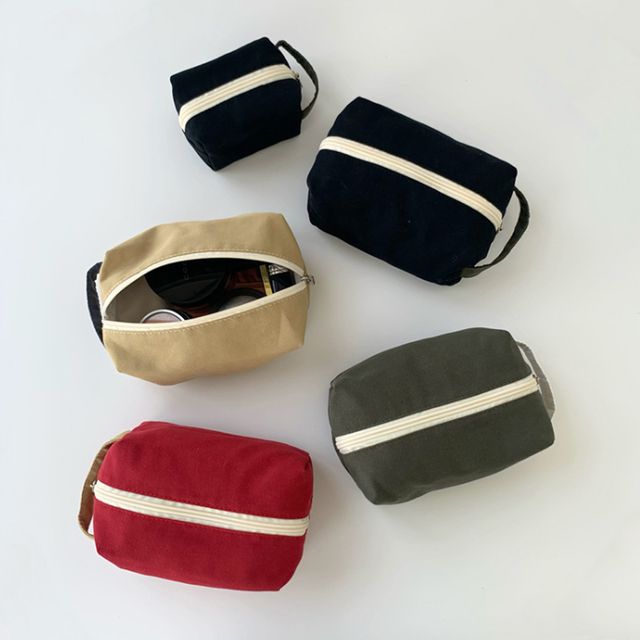 4컬러 손잡이 스퀘어 파우치 화장품 파우치 여행용