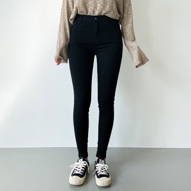 여성 반시아 기모 블랙 스키니 팬츠 JB-1007244
