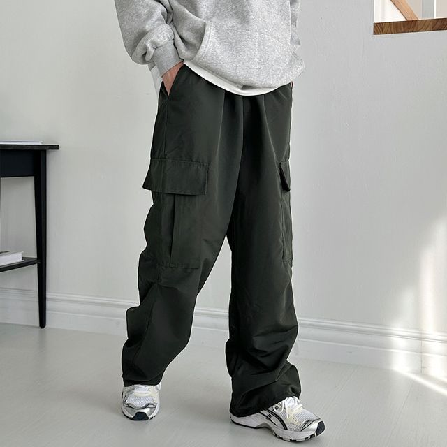 남자 립스톱 윙클카고 와이드 팬츠 SD-240933M