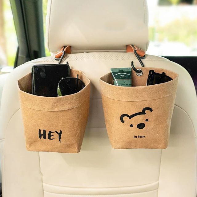 키밍 귀여운 베어 차량용 수납 파우치 다용도 접이식 정리함