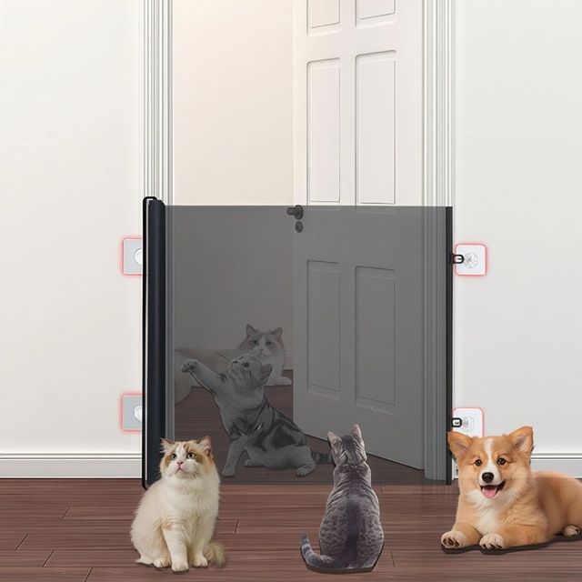 애완동물 슬라이드 안전문 강아지 고양이 출입문 안전장비