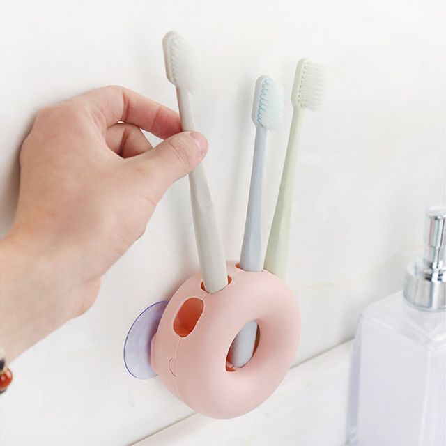무타공 귀여운 파스텔 도너츠 칫솔 걸이 꽂이 홀더