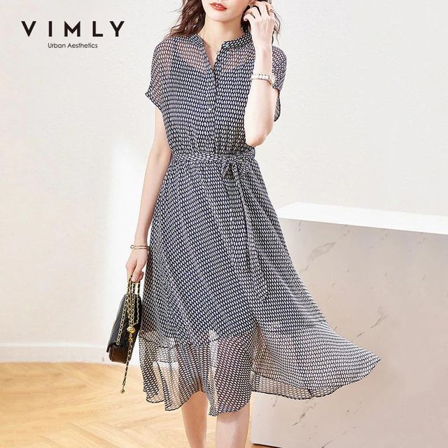 [해외] VIMLY 새로운 여름 여성 드레스 패션 기하학 인쇄 붕