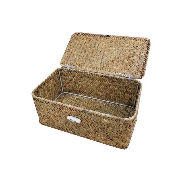 라탄 사각덮개 소품바구니 옐로우톤1호 미니 수납박스