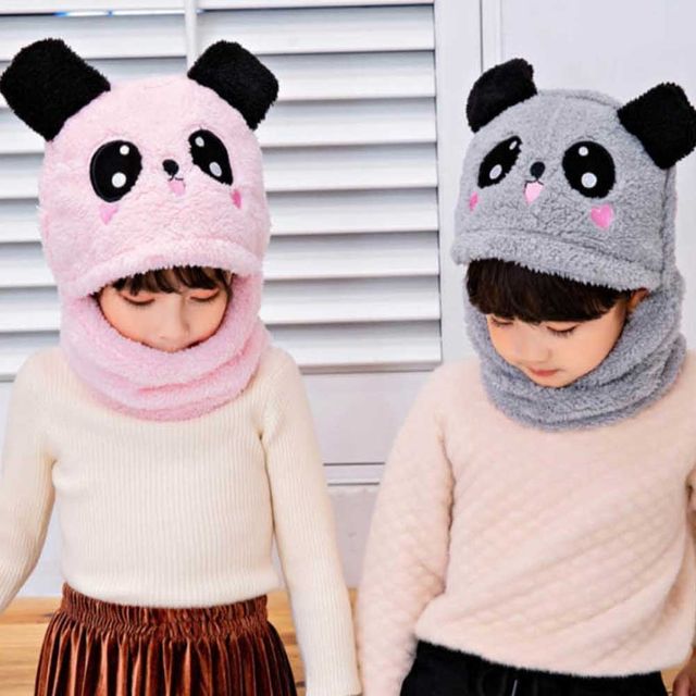 W 유아 아동 방한 귀여운 넥워머 모자 털모자 겨울