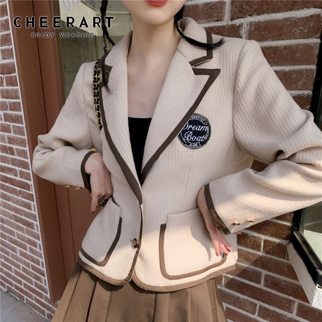 [해외] CHEERART-아카데미 카키 울 블렌드 블 겨울 코트
