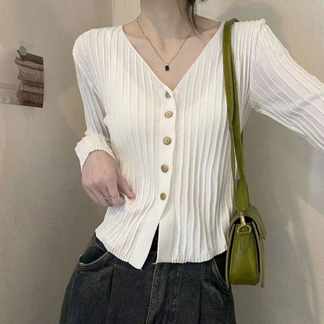 여성 골지 V슬림 긴팔 가디건 봄 가을 간절기 필수템
